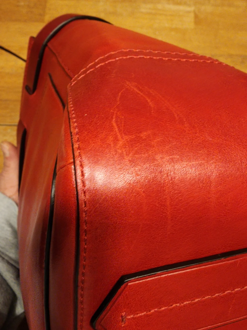 red leather Reed Krakoff Boxer tote bag distinctive front belt detail